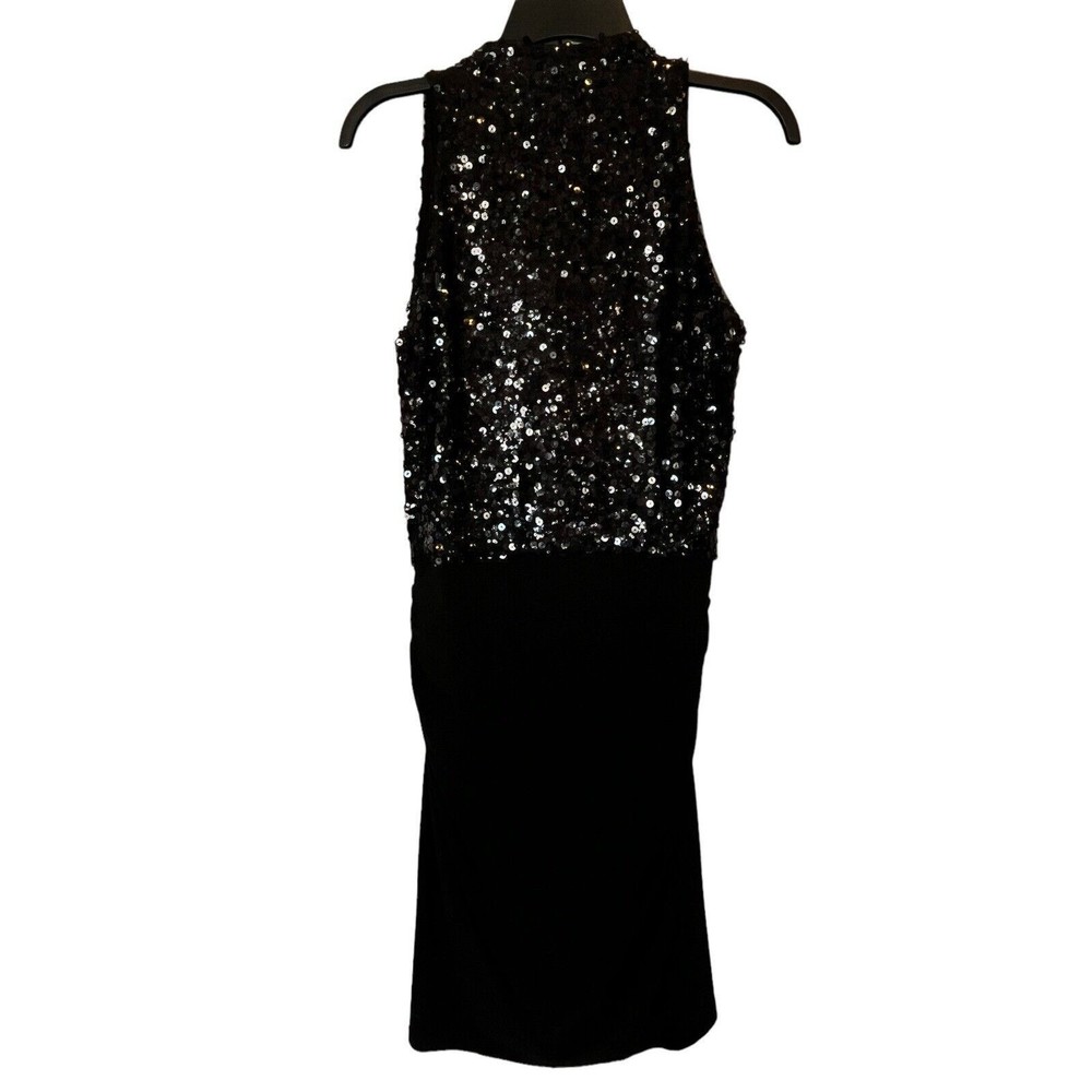Lauren Ralph Lauren Sequined V Neck Wrap Black Midi Gown Dress Size 10 - Picture 4 of 10